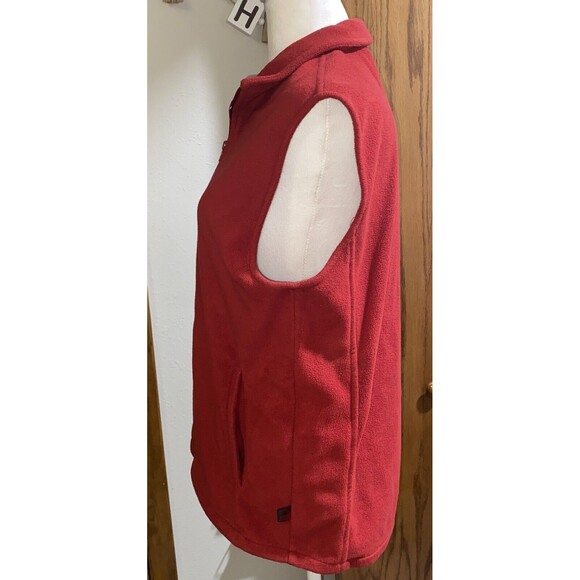 Woolrich Andes Fleece Vest Women's Large Red Mock Neck Pockets Outdoors Holiday - Picture 2 of 11